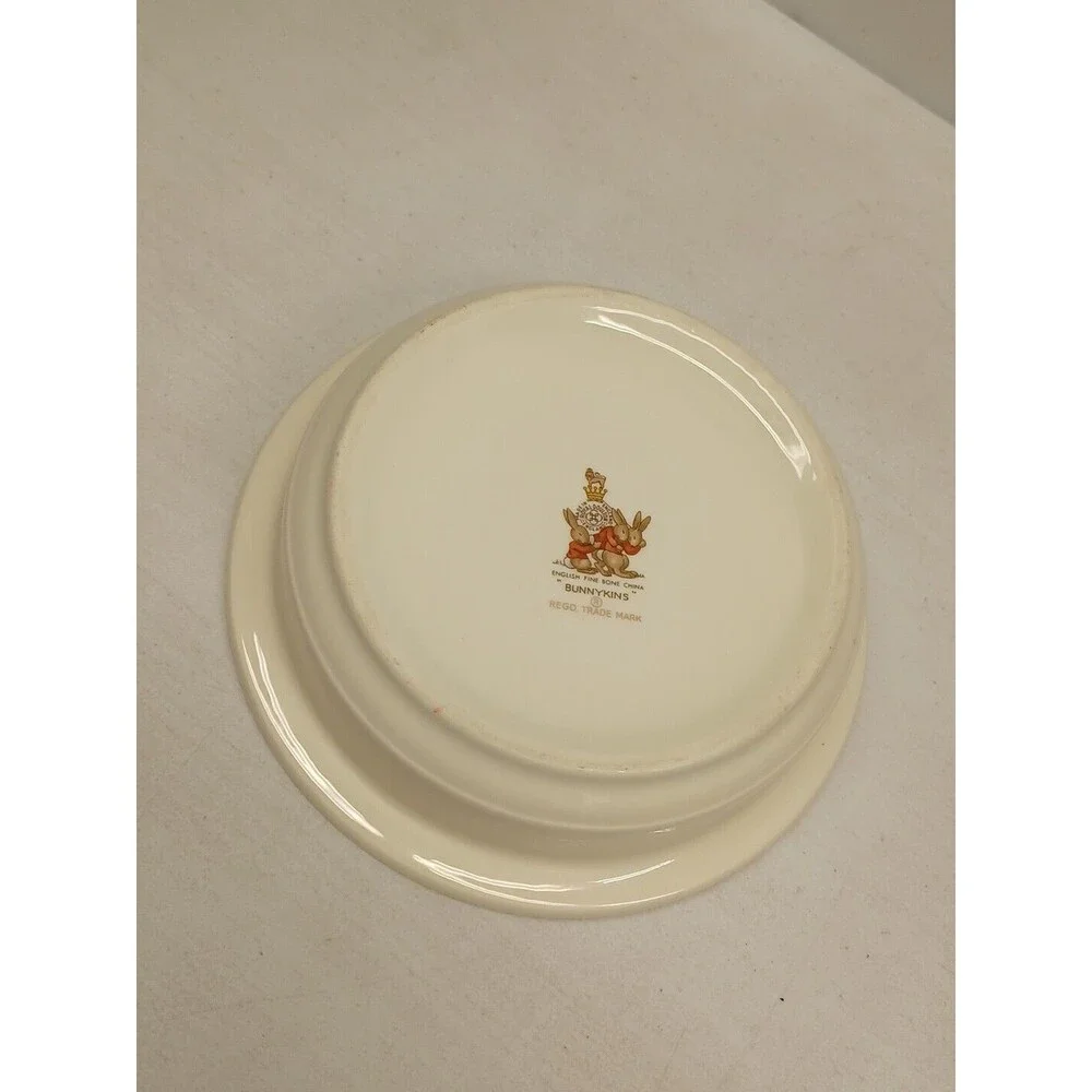 Vtg Royal Doulton Bunnykins Bowl Toppling the Fruit Cart Rabbit Bunny